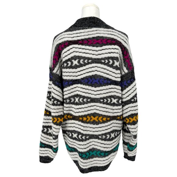 Vintage Jolie New York Neon Chunky Knit Sweater Oversized XL Made in USA 80s 90s - Picture 4 of 7